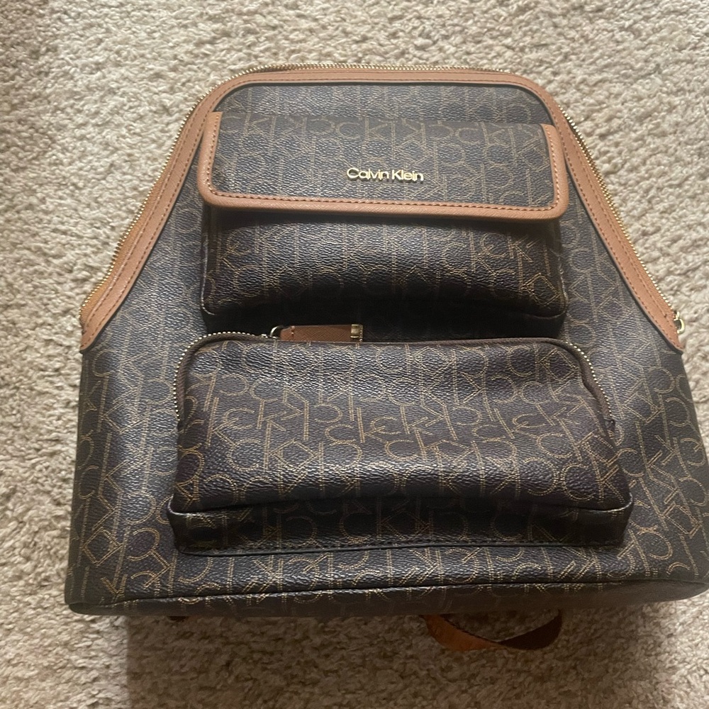 Calvin Klein Monogram Brown Backpack